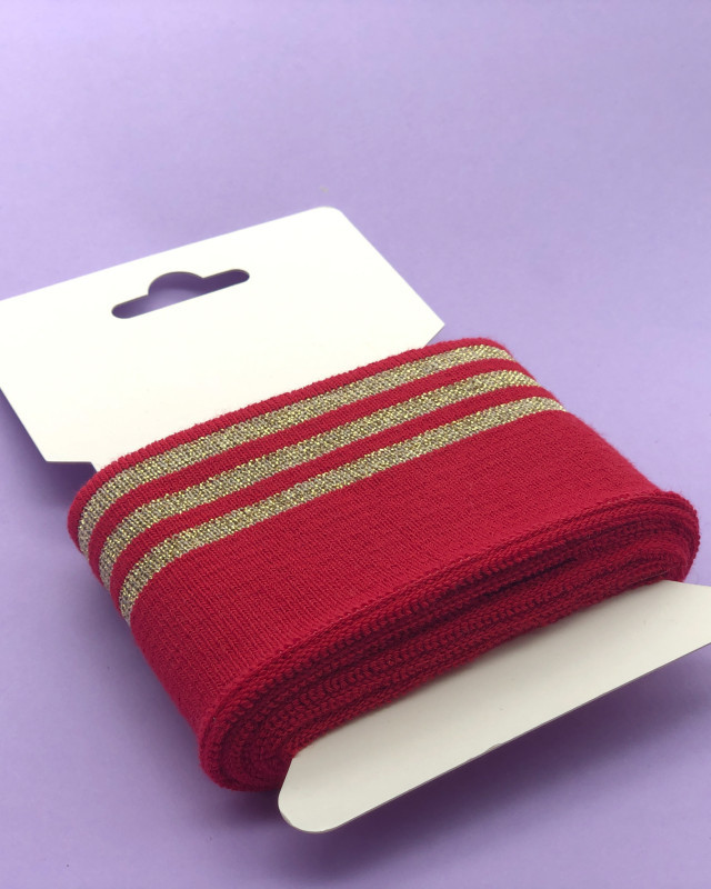 Bande Bord Côte Lurex Rouge Or - Maison Klem